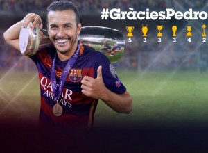 Fotomontagem FCB de agradecimento à Pedro pelos serviços prestados ao clube.