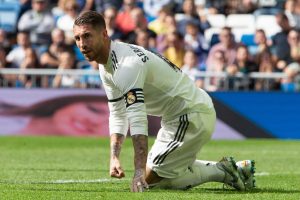 O capitão Sergio Ramos, na derrota diante do Levante (1-2), pela Liga Espanhola