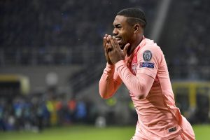 Malcom, emocionado após marcar seu primeiro gol com a camisa do Barça