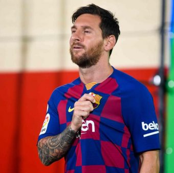 Messi, durante a apresentação da camisa do Barça