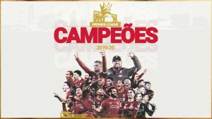 A fotomontagem pelo Liverpool nas redes sociais para comemorar a conquista da Premier League.