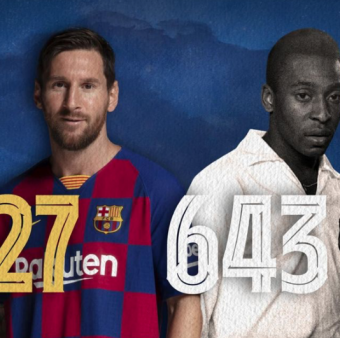Messi, a 17 gols oficiais de superar Pelé como o maior artilheiro de um mesmo clube / FCB