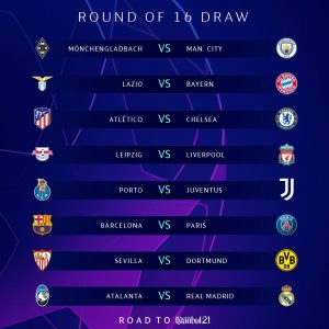 Os duelos das oitavas de final da Champions League / Twitter: @ChampionsLeague