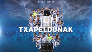 `Txapeldunak´, (Vencedores, em português). A imagem da Real Sociedad para festejar o novo título. / Twitter: @RealSociedad