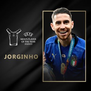 Jorginho, o melhor jogador da Europa na temporada 2020/21. / @Twitter: @Uefacom_pt