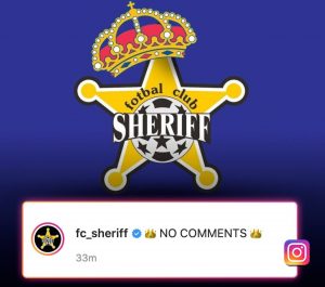 A brincadeira do Sheriff no Instagram após a vitória sobre o Real Madrid.