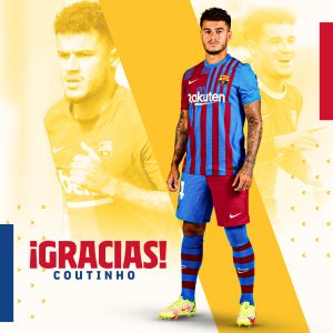 A imagem de agradecimento utilizada pelo Barça para se despedir de Philippe Coutinho. / Twitter: @FCBarcelona_br