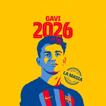 O meia Gavi (18 anos) renovou o seu contrato com o Barça até 30 de junho de 2026. / Twitter: @FCBarcelona_br