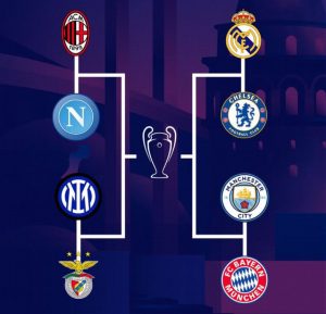 Esses são os confrontos das quartas de final da Liga dos Campeões.