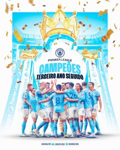 Manchester: Tricampeão da Premier League / Twitter: @ManCityPT
