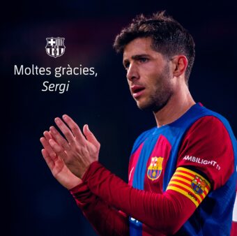 Sergi Roberto, um dos capitães do Barça, anunciou oficialmente o seu adeus do clube catalão. / Foto: Twitter @FCBarcelona_br