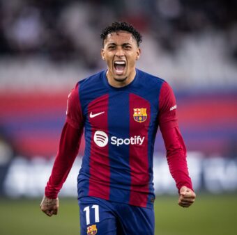 O atacante Raphinha é o jogador do Barça com mais participações em gol até o momento na temporada 2024/25. / Foto: Ricardo Nogueira