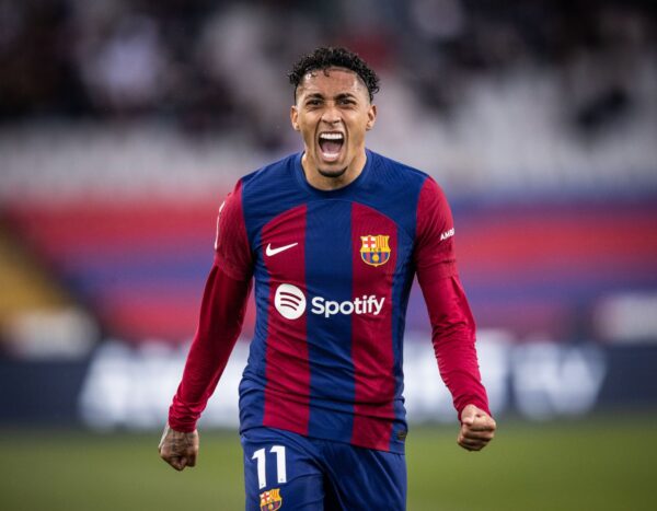 O atacante Raphinha é o jogador do Barça com mais participações em gol até o momento na temporada 2024/25. / Foto: Ricardo Nogueira