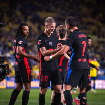 Dani Olmo e Ferran Torres foram o goleadores na vitória do Barça por 2 a 0 sobre o Las Palmas. / Twitter @FCBarcelona_br