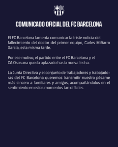 O comunicado do FC Barcelona / Twitter @FCBarcelona_br