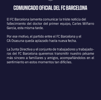 O comunicado do FC Barcelona / Twitter @FCBarcelona_br