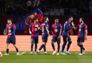 Os craques do Barça comemoram mais três pontos de ouro na Liga Espanhola / Ricardo Nogueira