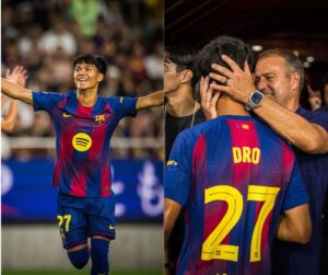 Dro, um dos destaques do Barça na vitória por 3 a 1 sobre o Vissel Kobe, no Japão. / @FCBarcelona_br