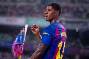 Marcus Rashford marcou contra o Daegu FC o seu primeiro gol com a camisa do Barça. / @FCBarcelona_br