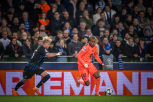 Lamine rival deixou a sua marca no empate contra o Brugge, pela Champions League. / @FCBarcelona_br