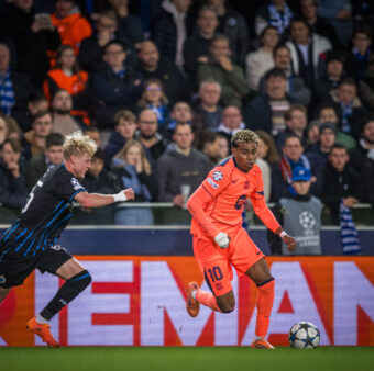 Lamine rival deixou a sua marca no empate contra o Brugge, pela Champions League. / @FCBarcelona_br