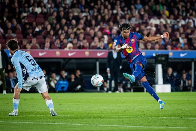 Lamine Yamal marcou o gol da vitória contra o Celta, pela 33ª rodada da LaLiga. / @FCBarcelona_br